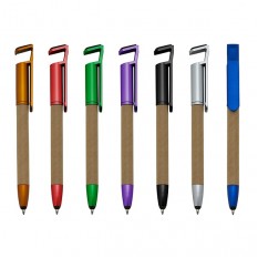 Caneta Plástica ecológica touch com suporte para celular