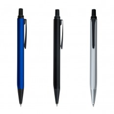 Caneta com design triangular com detalhes em preto Personalizada