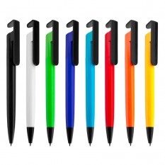 Caneta plástica com suporte para celular Personalizada