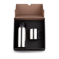 Kit Garrafa e Caneca Em Aço Inox 600/180ml Personalizado 