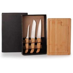 Kit para Churrasco / Cozinha em Bambu / Inox Personalizado com Logo