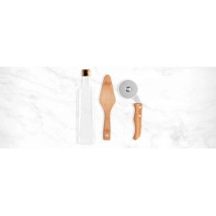 Kit para Pizza com Cortador, Espátula e Garrafa com Logo