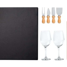 Kit Queijo e Vinho 7 Peças para Brindes 
