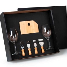 Kit Queijo e Vinho 7 Peças para Brindes 