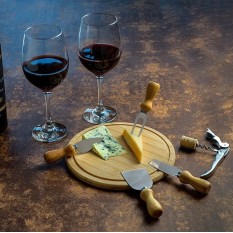 Kit Queijo e Vinho Com Abridor Saca Rolhas 8 Peças com Logo 