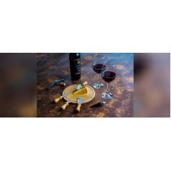 Kit Queijo e Vinho Com Espaço Para Garrafa 9 Peças com Logo 